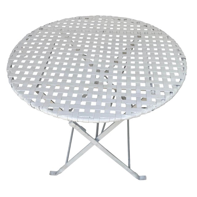 A Completely Charming Antique French Folding Garden Table w/Iron Lattice Top in White. A Great addition to any Garden...
