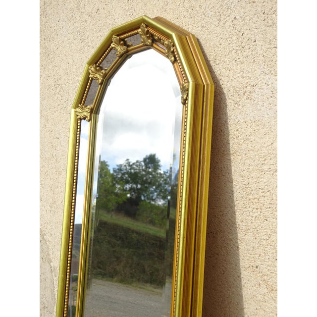 Golden Mirror with Beaded Frame and Fleur-de-Lys, 1980s For Sale - Image 13 of 15