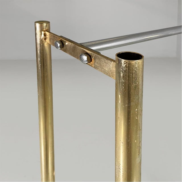 Gold Italian Modern Metal Coat Racks in Gold and Silver Finish with Casters, 1980s, Set of 3 For Sale - Image 8 of 18