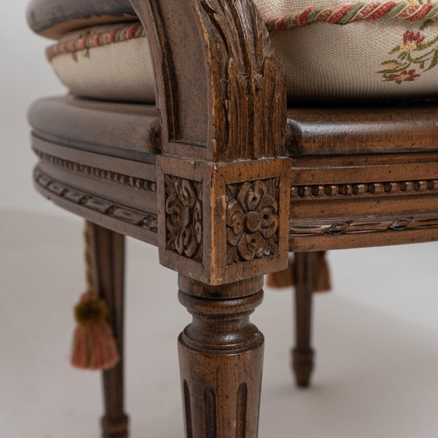 French 1920s Louis XVI Style Neoclassical Cane Barrel Bergère Chair in Carved Beechwood For Sale - Image 3 of 13