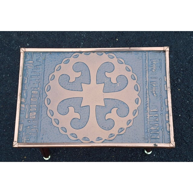 Wood Late 20th Century Gothic Revival Style Copper Clad Wood and Brass Side Table For Sale - Image 7 of 7