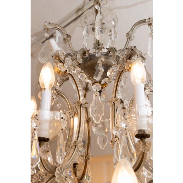 Gold Large Vintage English Regency Style 16-Light Crystal Two-Tier Chandelier For Sale - Image 8 of 9
