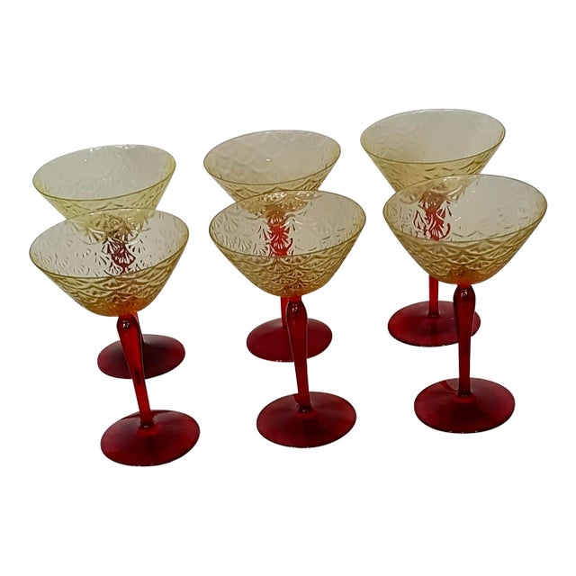 Vintage Pukeberg Champagne Glasses - Set of 6 For Sale