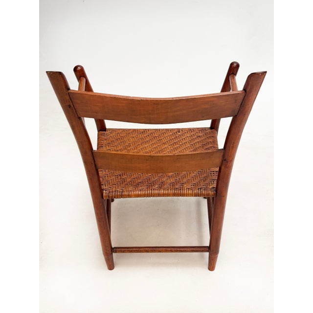 Wood Early 20th Century Set of Four American Colonial Revival Hand-Painted Armchairs, Woven Splint Seats For Sale - Image 7 of 16