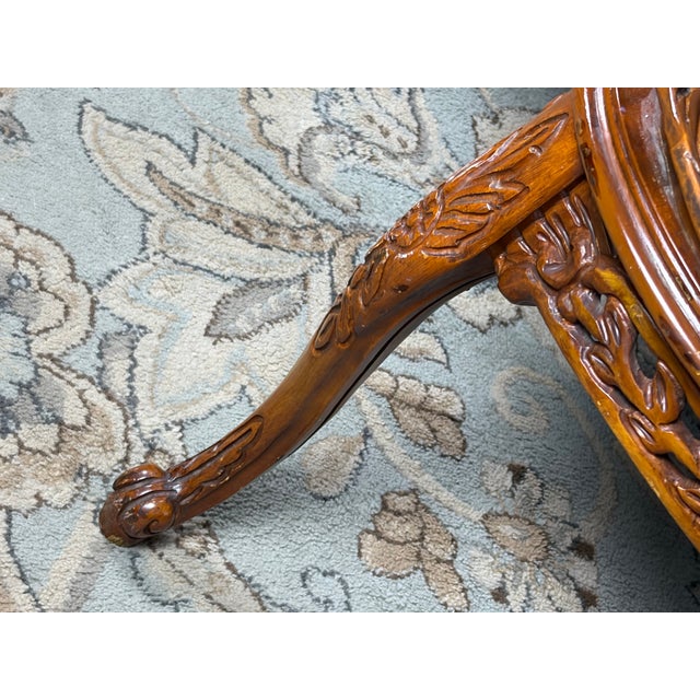 Vintage French Provincial Marquetry Inlay Serpentine Kidney Coffee Table With Glass Top For Sale - Image 12 of 12
