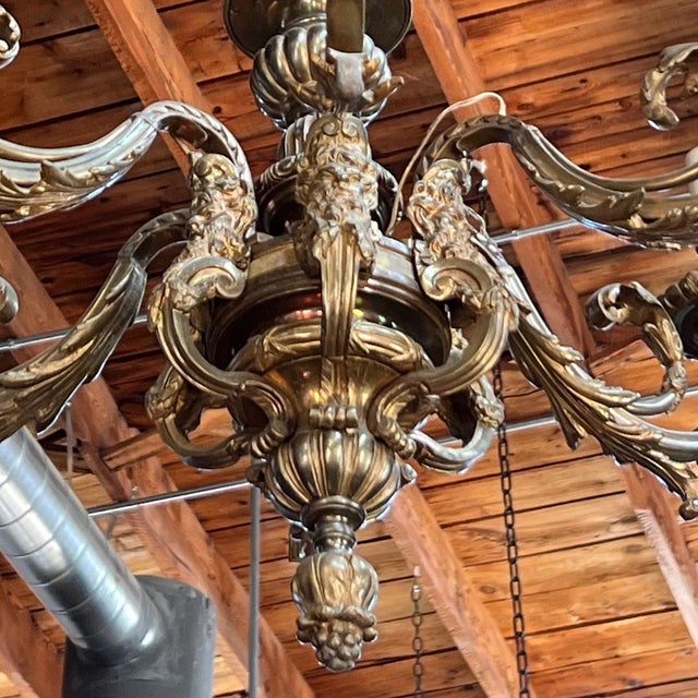 French Baroque Style Bronze Mazarin Six-Light Chandelier For Sale In Denver - Image 6 of 9