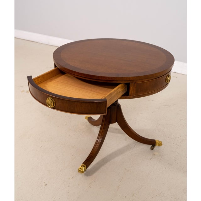 Queen Anne Council Mahogany One-Drawer Round Drum End Table For Sale - Image 3 of 17