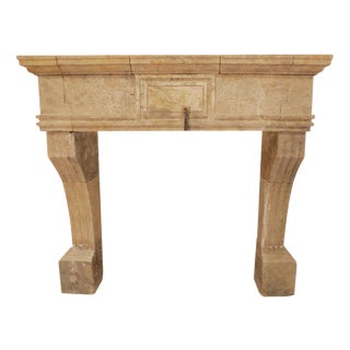 20th Century Provincial Limestone Fireplace Mantle with Arched Legs For Sale