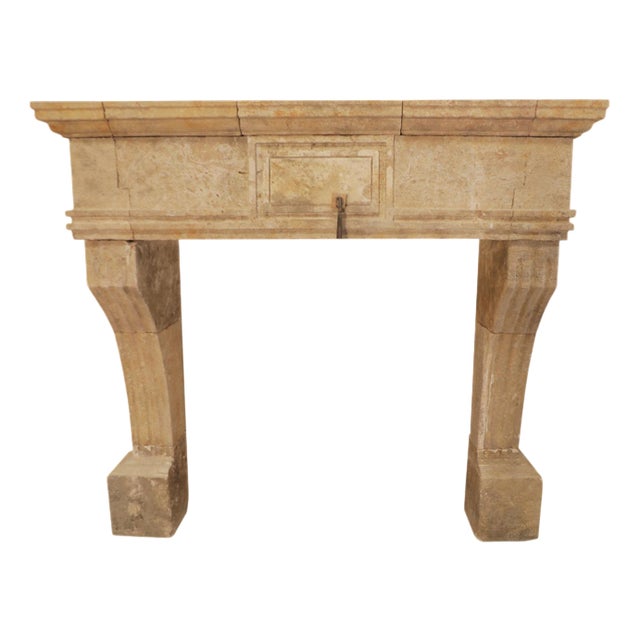 20th Century Provincial Limestone Fireplace Mantle with Arched Legs For Sale