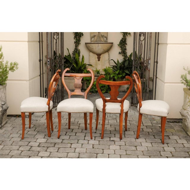 Set of Four Austrian Biedermeier Side Chairs with Lyre Shaped Backs, circa 1850 For Sale In Atlanta - Image 6 of 8