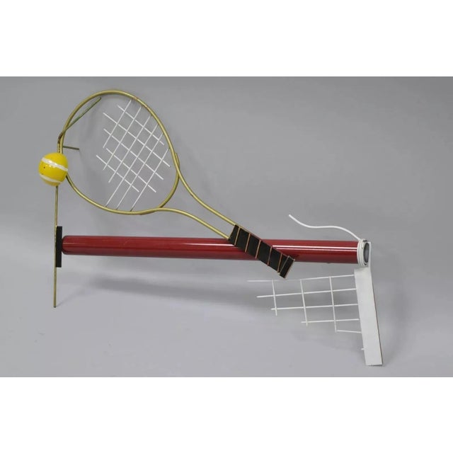 Curtis Jere Modern Pop Art 1988 Red Metal Tennis Racquet and Ball Wall Sculpture For Sale - Image 10 of 10