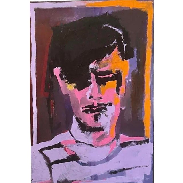 Large Abstract Face Painting by Artist Don Shearer, (49.5” X 22.5”) Signed For Sale - Image 10 of 11