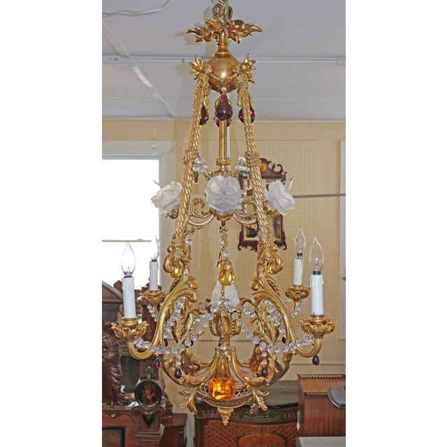 1910 French Belle Epoque Style Gilt Bronze Crystal Chandelier For Sale - Image 10 of 18