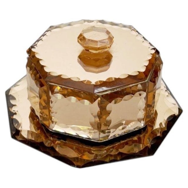 Art Deco Pink-Tinted Glass Box with Saucer, France, 1940s For Sale - Image 12 of 12