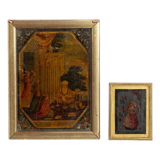 Figurative Composition, 19th Century, Mixed Media, Framed, Set of 2 For Sale