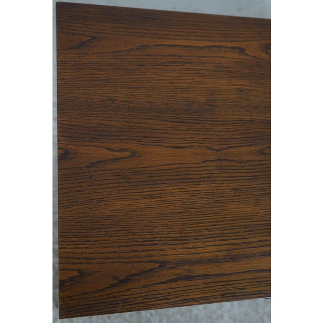 Henredon Oak Campaign Style 1 Drawer Writing Desk For Sale - Image 15 of 18