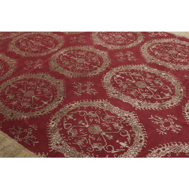 2010s Rug & Kilim’s European Style Rug in Red With Floral Medallions “Catana” For Sale - Image 5 of 9