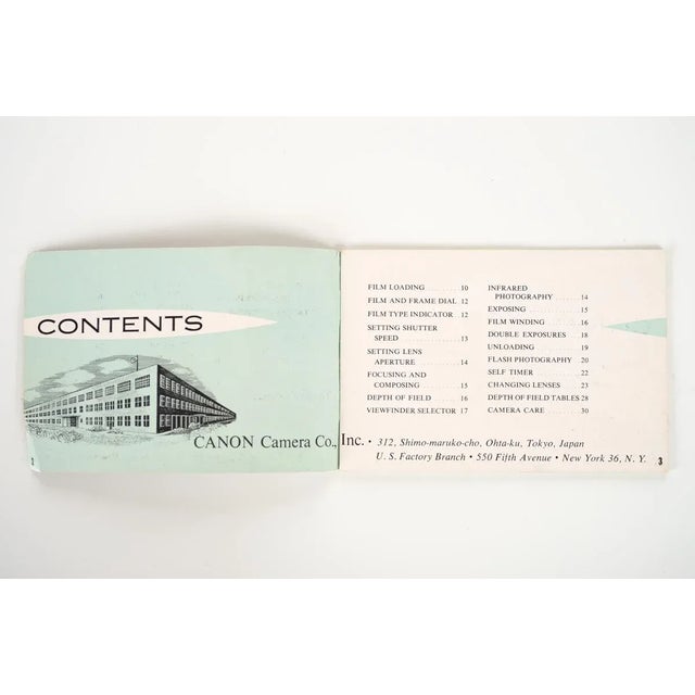 Mid-Century Modern Vintage Canon Model V Camera Instruction Manual For Sale - Image 3 of 10