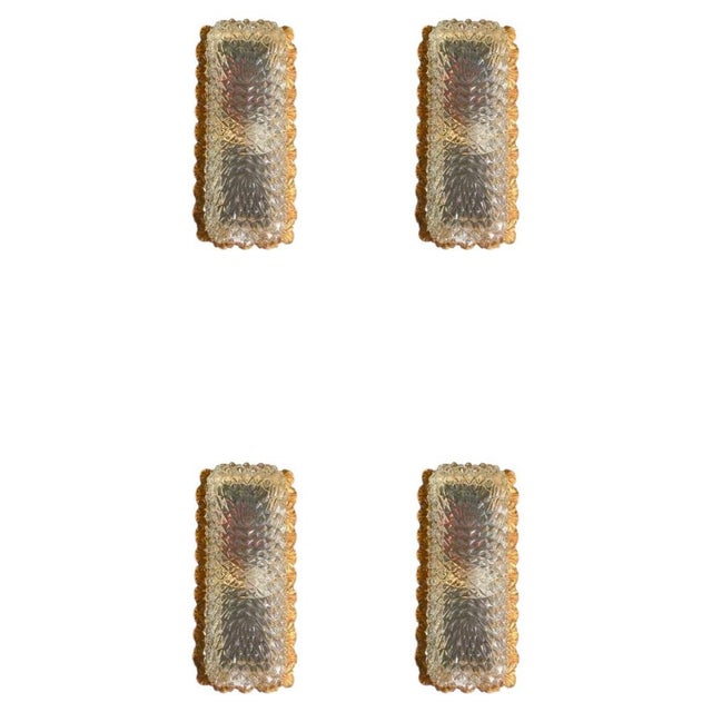 Goldenrod Vintage Diamond-Cut Crystal and Gilt Bronze Sconces from Glashütte Limburg, 1950, Set of 4 For Sale - Image 8 of 8