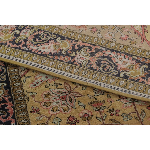 Brown Antique Persian Qum Rug With Central Floral Play in Pastel Hues - Rug & Kilim For Sale - Image 8 of 9