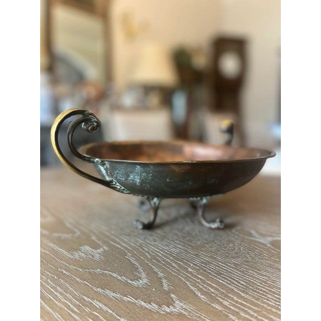 Antique Copper and Brass Dish Bowl Footed Tripod For Sale - Image 4 of 9