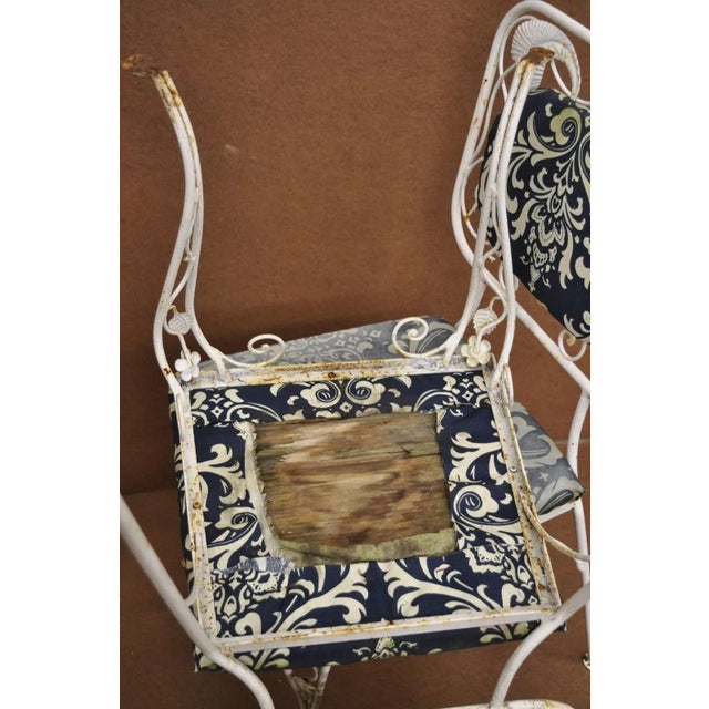 Mid 20th Century Vintage Art Nouveau Style Floral Wrought Iron Garden Dining Chairs - Set of 4 For Sale - Image 9 of 12