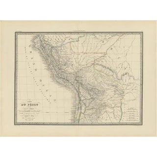 Antique Map of Peru, Ecuador and Bolivia by Lapie, 1842 For Sale