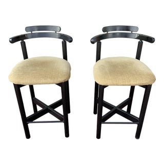 1980s Vintage Danish Post Modern Black Barstools by Gangsø Møbler - a Pair For Sale
