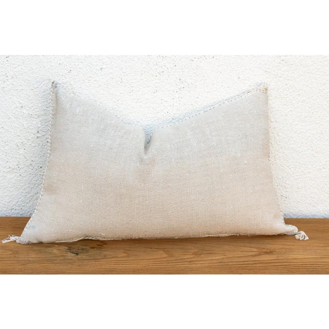 Saharan Ivory Lumbar Moroccan Silk Pillow For Sale In Los Angeles - Image 6 of 7