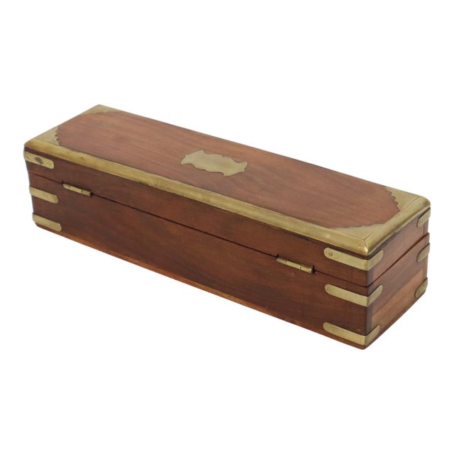 Brown Anglo-Indian Hardwood Pen Box in Brass For Sale - Image 8 of 11