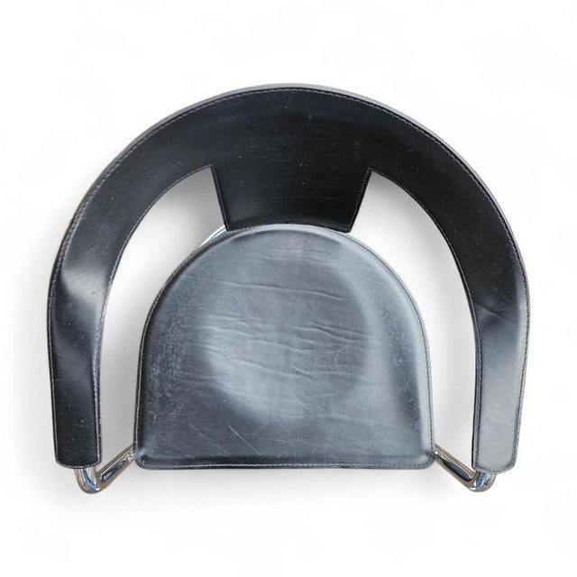 Black Saddle Leather Dining Chairs by A. Rizzatto for Lo Studio, Italy, 1980, Set of 2 For Sale - Image 6 of 12