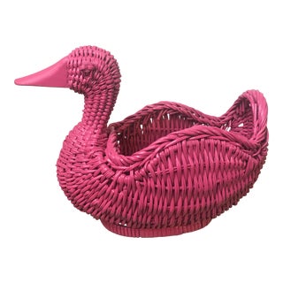 Vintage 70’s Pink Duck Basket For Sale
