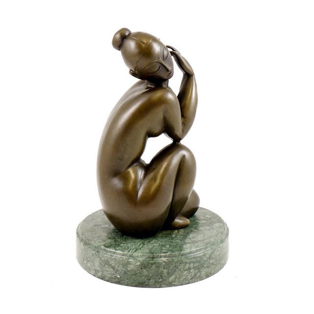 Art Deco Female Nude Sculpture, 20th Century, Patinated Bronze For Sale - Image 5 of 8