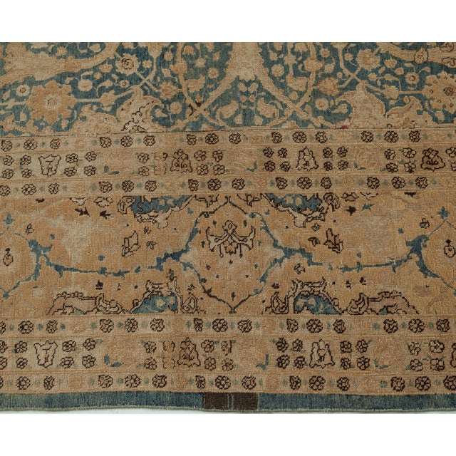 Textile Fine Antique Persian Tabriz Handmade Wool Carpet For Sale - Image 7 of 8