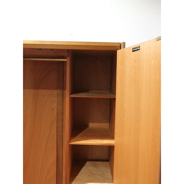 1960s Mid Century Modern Vintage Gentlemens Armoire Wardrobe by Younger Danish Style For Sale - Image 4 of 13