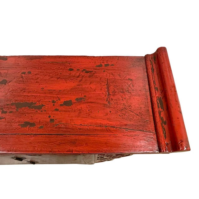 Early 20th Century Chinese Red Lacquered Altar Cabinet, Buffet Table, Sideboard For Sale - Image 12 of 14