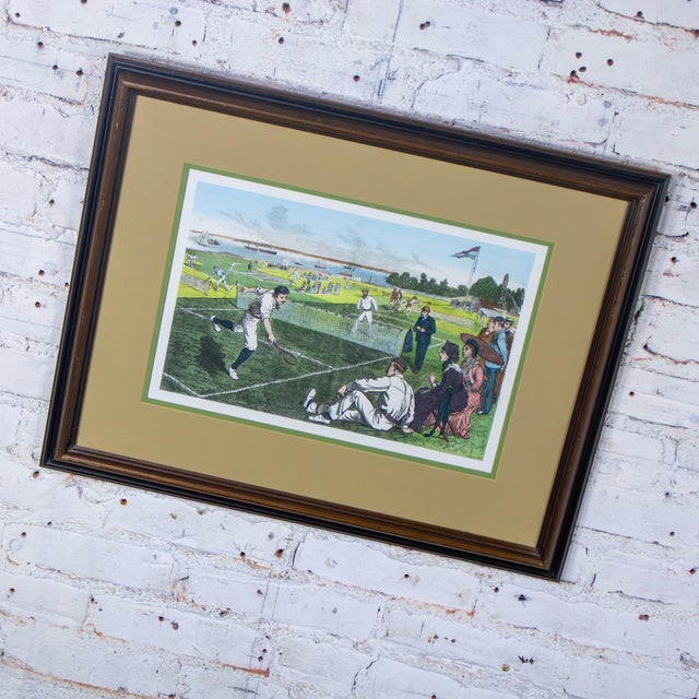 1971 Hand Colored Lithograph Framed Art First National Lawn-Tennis Tournament in Staten Island, Ny For Sale - Image 13 of 18