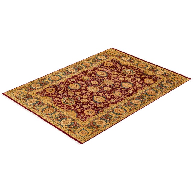 Burgundy Vintage Moroccan Hand Knotted Wool Area Rug, Burgundy - 6'1" X 8'7" For Sale - Image 8 of 9