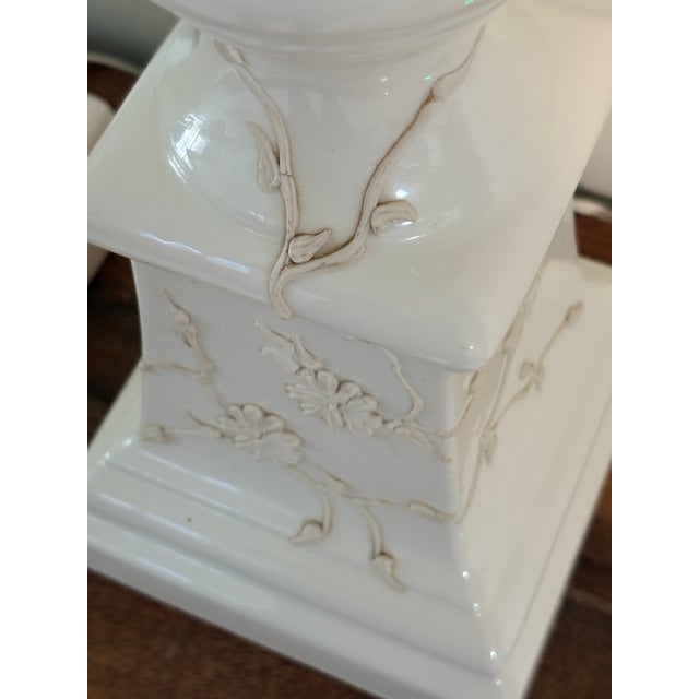 1950s 1950s Grand Scale 34" Chinoiserie "Floral Icing" Porcelain Lamps - Pair For Sale - Image 5 of 15