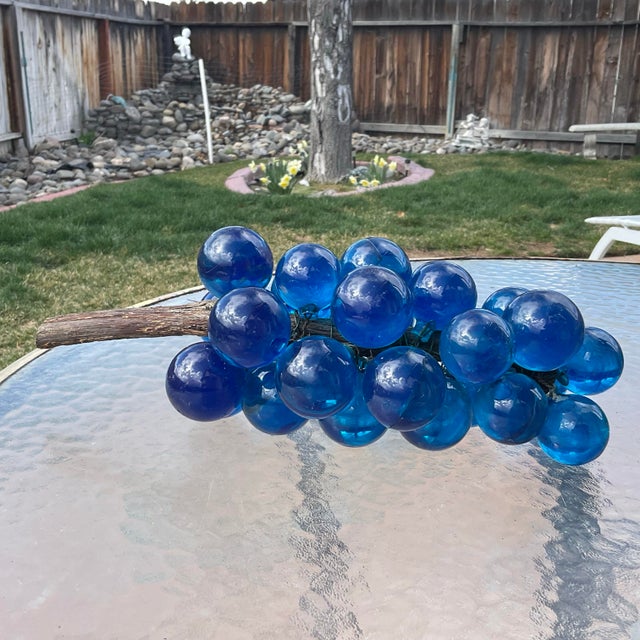 Boho Chic 1960’s Large Blue Acrylic Grapes For Sale - Image 3 of 6