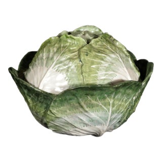 French Faience Tromp l'Oeil Strasbourg Factory Cabbage Tureen and Cover For Sale