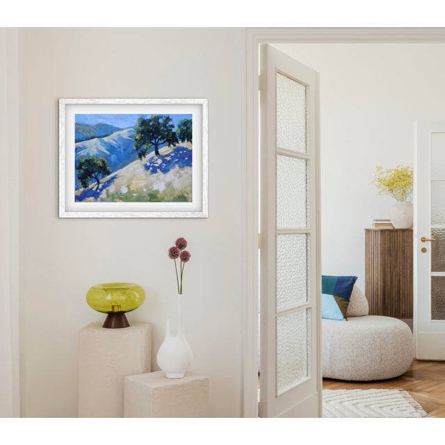 Textile Contemporary Oil Painting, Golden Hills & Oaks Landscape by L Haas For Sale - Image 7 of 11