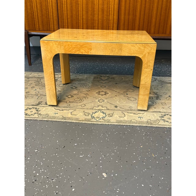Beautiful burl wood side table from Henredon’s Scene Two collection. The Henredon sticker has been removed, but the lot...