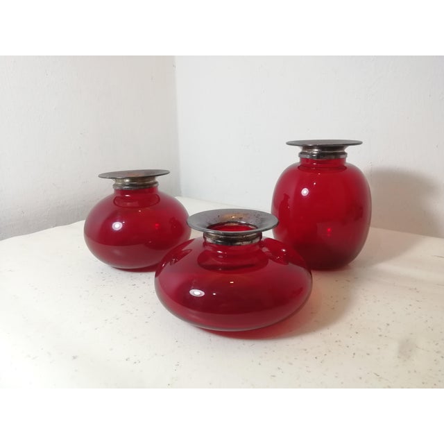 Ruby Red Murano Glass Vases, Italy, 1980s, Set of 3 For Sale - Image 10 of 10