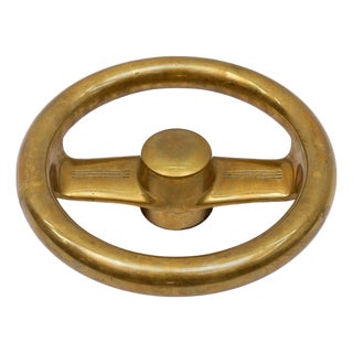 Mid-Century Modern Round Brass Safe Handle, Germany, 1950s For Sale