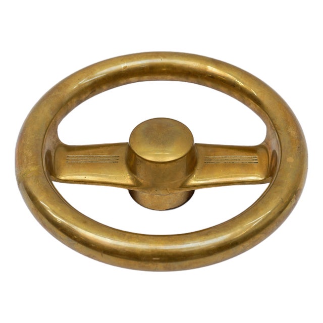 Mid-Century Modern Round Brass Safe Handle, Germany, 1950s For Sale