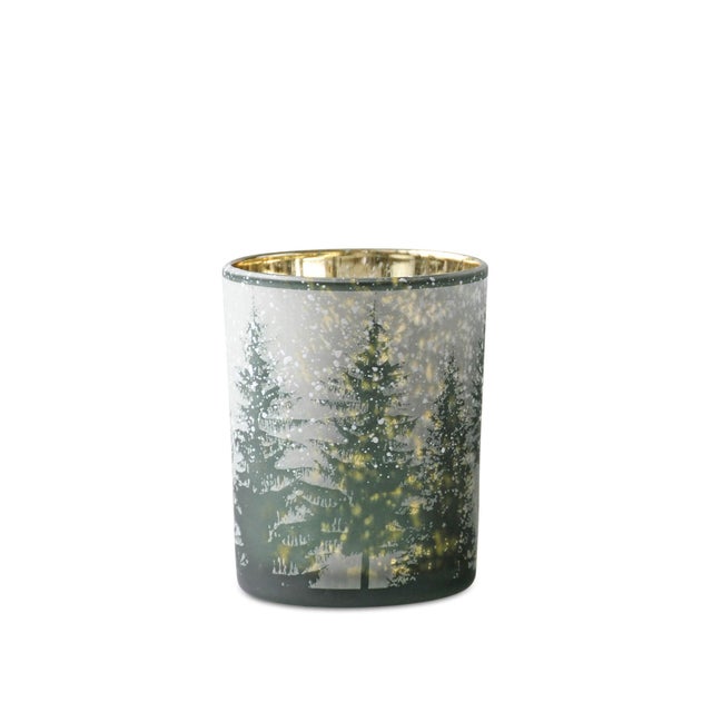 2020s Frosted Pine Mercury Glass Candle Holder (Set of 2) For Sale - Image 5 of 6