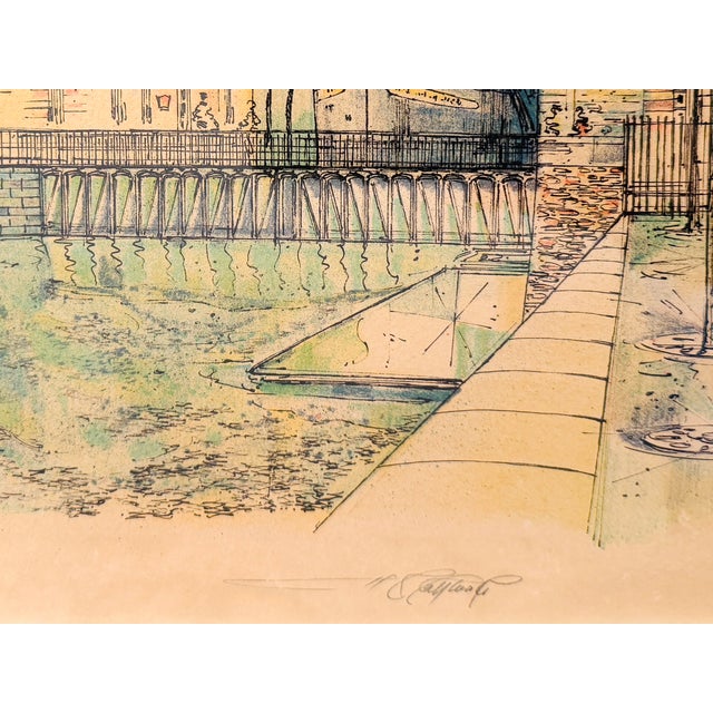 Green Rolf Rafflewski Paris La Pointe De Ile San Louis Signed Lithograph For Sale - Image 8 of 9