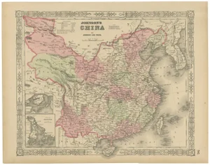 Johnson's China Map with Canton Inset, 1864