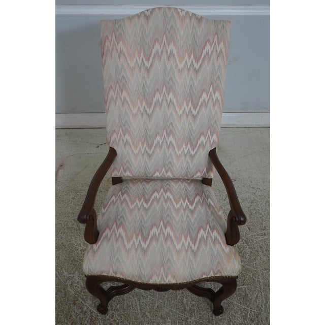 Age: Approx: 40 Years Old Details: Nice Scrolled Arms Nice Carved Details Quality Construction French Style Stretcher Base...